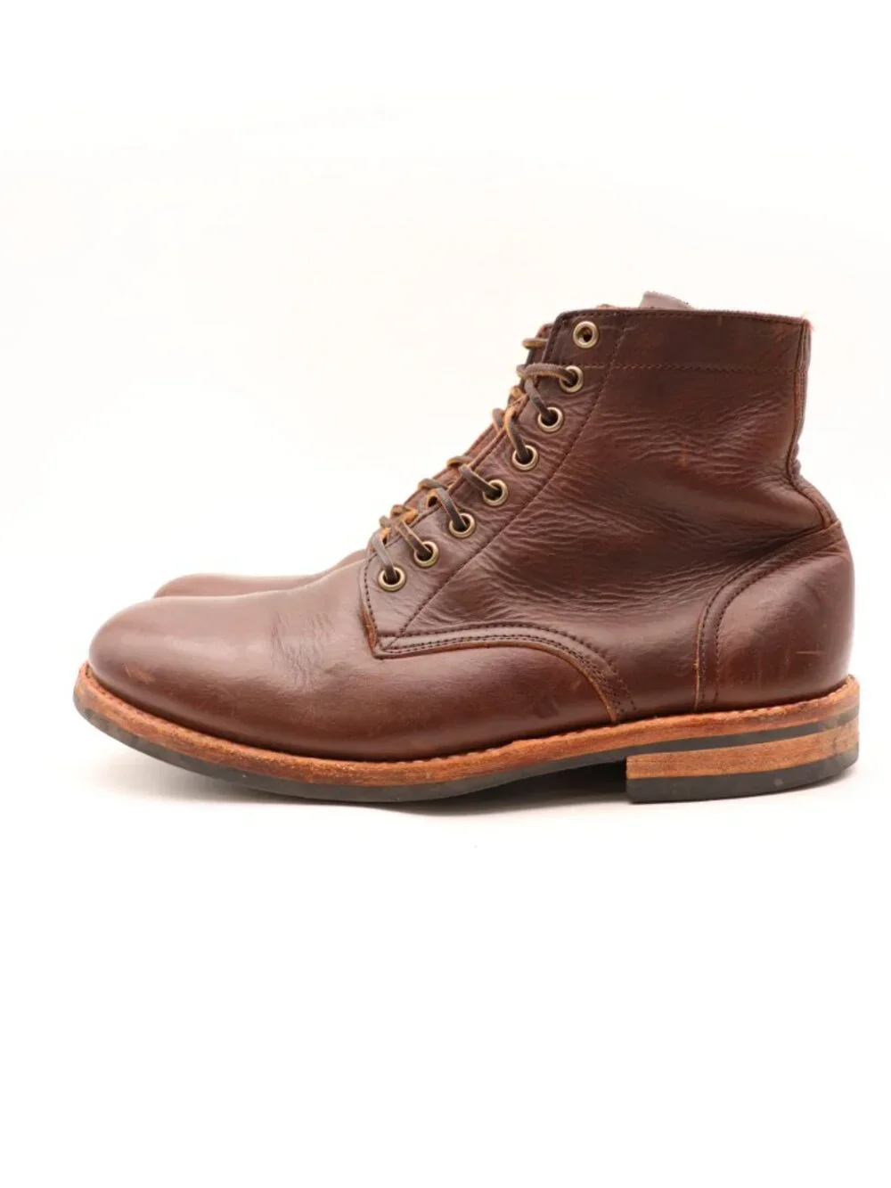 Oak Street Bootmakers Men's Size 8.5 Brown Trench Leather Boots Handcrafted iUSA